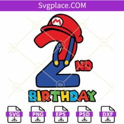 2nd Birthday Mario SVG, Super mario 2nd birthday SVG, birthday svg, 2 Birthday svg