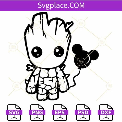 Baby Groot with Mickey Ballon SVG, Baby Groot SVG, Guardian Of The Galaxy svg