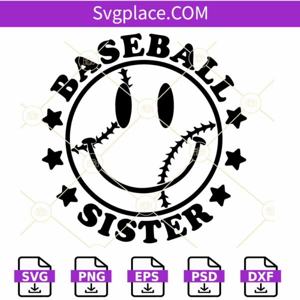 Baseball Sister smiley SVG, Baseball Sister Svg, Baseball Shirt Svg, Baseball Svg