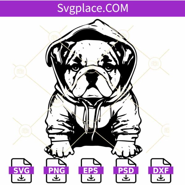 Bulldog hoodie SVG, Bulldog Dog SVG, Bulldog Dog Breed SVG, Funny Bulldog Clipart svg