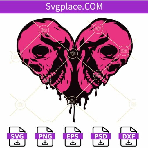 Dripping Couple Valentine Skull SVG, Couple Valentine Skull Svg, Valentine Skull heart svg