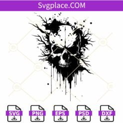 Gothic Skull ink splash SVG, Gothic Svg, Skeleton Svg, Skull clipart svg