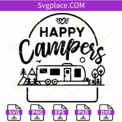Happy Campers family SVG, Campers svg, Family Name svg, Camping Flag svg