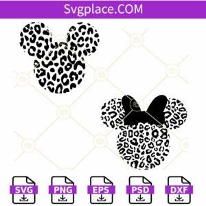 Leopard Mickey and Minnie SVG, Minnie Mouse head svg, Mickey Mouse head svg
