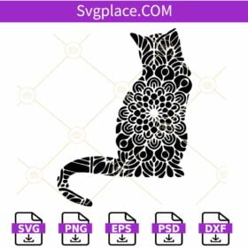 Mandala cat SVG, Cat Mandala Svg, Mandala Cat png, Cute cat svg, Zentangle Cat svg
