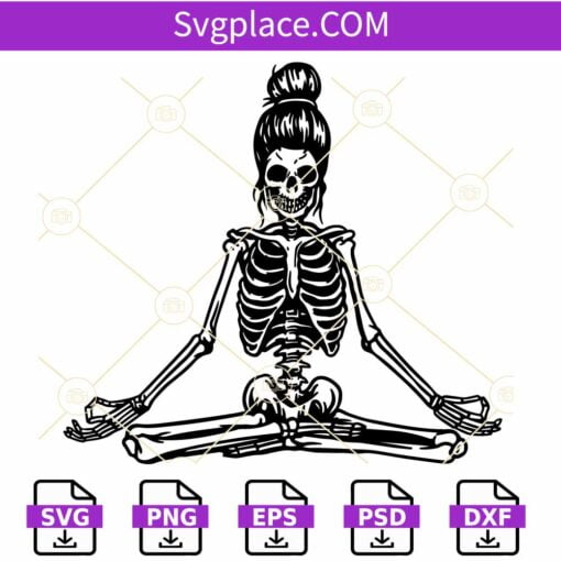 Meditation Skeleton SVG, Yoga Skeleton svg, Namaste svg Files, Skeleton Meditating svg