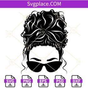 Messy Bun Hair Sunglasses SVG, Momlife svg, Messy Bun SVG File, Hair SVG