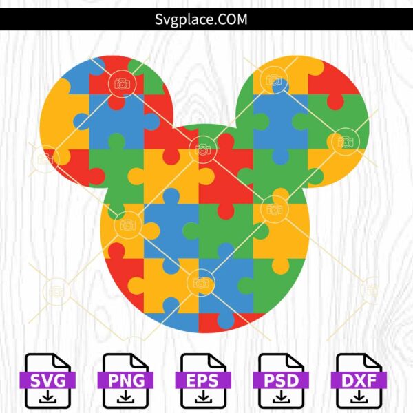 Mickey head autism awareness SVG, autism awareness svg
