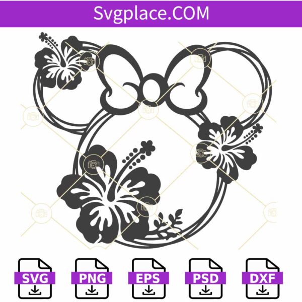 Minnie head with flowers SVG, Minnie Mouse clipart svg, Minnie Mouse svg Files