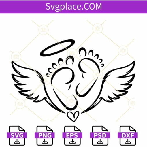 Miscarriage baby wings SVG, Miscarriage svg, Baby Feet SVG