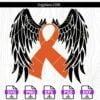 Multiple Sclerosis SVG, Angel wings svg, Orange Ribbon with Angel Wings svg