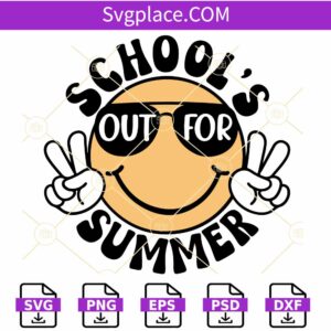 School's Out For Summer smiley SVG, Peace Hand sign svg, Teacher Summer Break Svg
