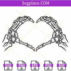 Skeleton love sign SVG, Skeleton heart hands svg, skeleton hands svg