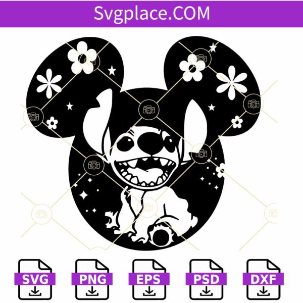 Stitch Mickey ears SVG, Ohana Stitch svg, Disneyland SVG