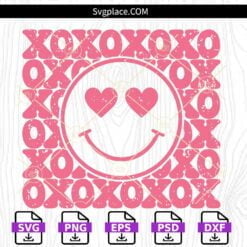 XOXO smiley face SVG, Valentine’s Day Clipart svg, Valentine’s Day svg