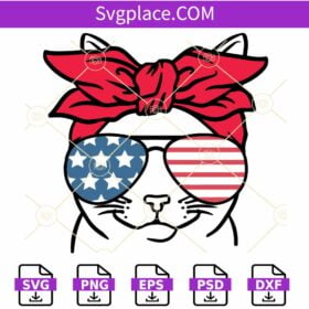 4th of July Cat SVG, July 4th Cat SVG, Fourth Of July Cat SVG File, Cat Sunglasses SVG