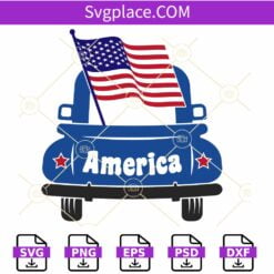 4th of July truck with flag SVG, USA Truck Png, Truck SVG, American Truck svg