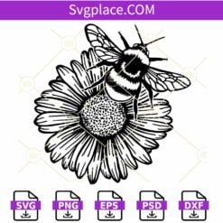 Bee and Sunflower SVG, Sunflower Bee SVG, Flower Bee SVG, Floral Bee SVG