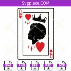 Black Queen card SVG, Queen Of Hearts SVG, Black Queen SVG, Black Woman svg