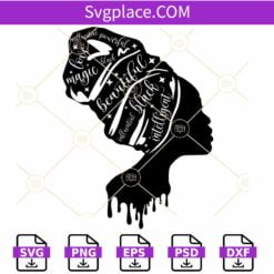 Black woman with turban SVG, Dripping Afro Woman SVG, Black Woman svg