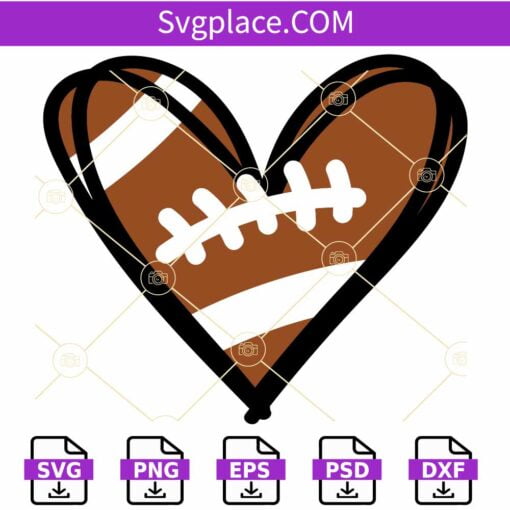 Football heart svg, Heart SVG, Love Football png, Football Heart Outline SVG