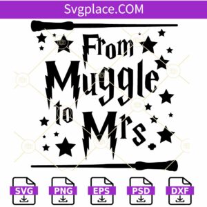 From Muggle to Mrs SVG, Harry Potter Font svg, Wizarding svg, HP Svg