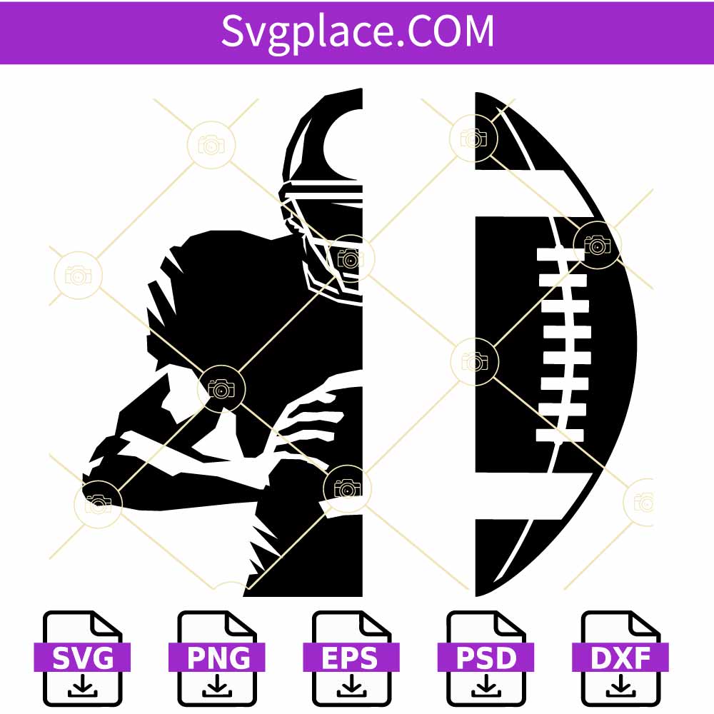 Half football half player name frame SVG - SVG Place