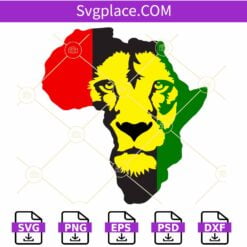 Juneteenth Lion Africa Map SVG, Lion Face SVG, Africa Map svg, Black King svg