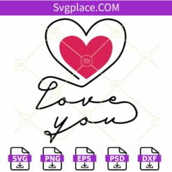 Love you Heart scribble SVG, I Love You Heart SVG, Valentines Day SVG