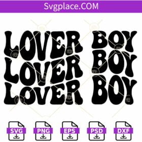 Lover Boy wavy letters SVG, Wavy Letters svg, Retro Valentines SVG, Valentine svg