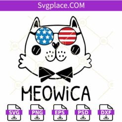 Meowica SVG, July 4th Cat SVG, Funny Cat svg, Fourth of July Cat svg file