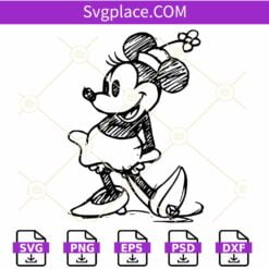 Minnie Mouse sketch SVG, Floral Minnie Mouse svg, Disneyland character svg