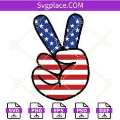 Peace 4th of July svg, Usa Flag Peace Symbol SVG, Peace Sign Hand with American Flag SVG