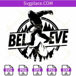 Sasquatch Believe SVG, Bigfoot SVG,  Yeti svg, Sasquatch clipart SVG, Yeti Bigfoot svg file, Believe in Bigfoot Svg, Yeti Bigfoot PNG Welcome to SVG Place. We design trendy and personalized files for all your crafting needs. This purchase involves a downloadable file and not a physical product. The digital files enclosed include and SVG, PNG, PSD, EPS and DXF. SVG –Silhouette, Cricut Explore, Corel Draw, Inkspace etc. DXF –Silhouette EPS – Adobe Illustrator, Corel Draw, Inkspace PSD– Ideal for Photoshop PNG – Transparent background -300 dpi quality These files are ready use with a number of software. For instance, the SVG file is ready to use with cricut and silhouette among others. Use the files to make awesome projects such as shirts, tumblers, vinyl, car décor, sublimation, paper cuts, engraving and more. How to Purchase: Simply add the items you want to the cart and checkout. After payment, the downloadable file will be available on the page and mailed to the provided email. Copyright: Do not share on resell the files in their digital formats online. Physical products can be sold both in shops and in online stores. Notes: The product sold is intangible and thus refund is not possible once the files are downloaded. We do custom orders. Visit our contact page or social pages and send your request. Let us know of any other query not covered here through our contact page. We hope you love creating as much as we do. Cheers.