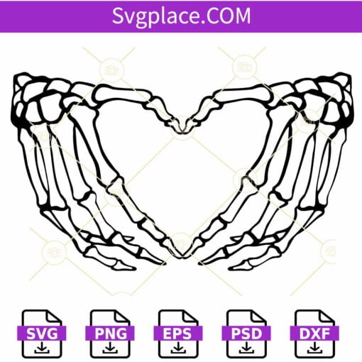 Skeleton hands love heart symbol svg, Skeleton Love hands SVG, Skeleton heart hands svg