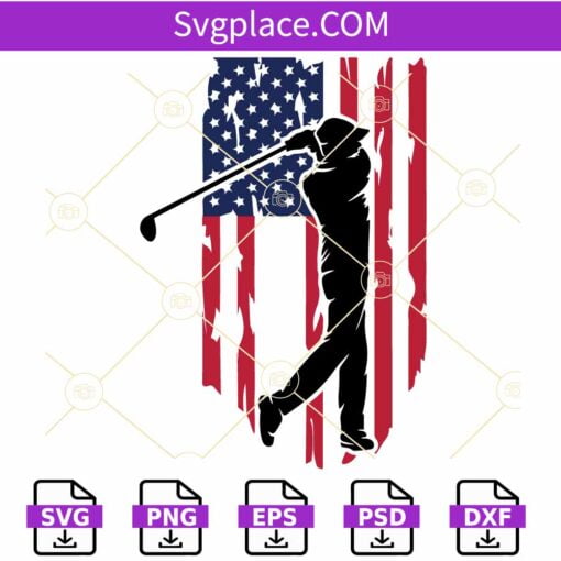 US Golf player flag SVG, US Golf Svg, American golf svg, Golfing Svg