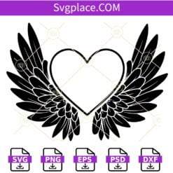 Angel wings with heart SVG, Angel Wing Heart Svg, Angel Wings Svg, Angel Heart Svg