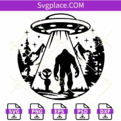 Bigfoot UFO Alien SVG, Alien abduction svg, UFO svg, Yeti svg