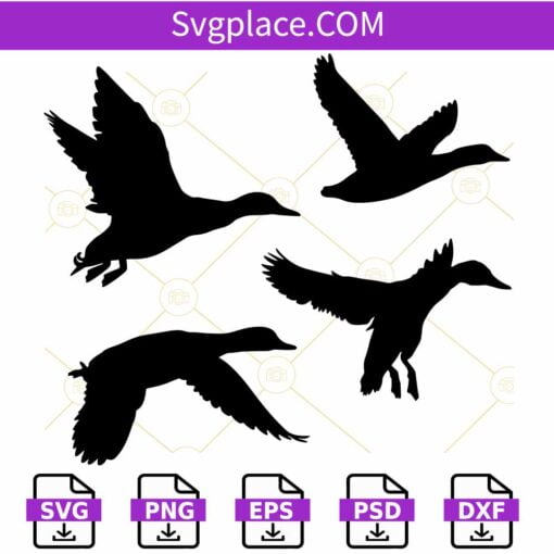 Flying ducks SVG, Duck Silhouettes SVG, Flying Ducks Clipart SVG