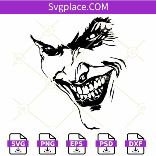 Joker Face SVG, Joker Face Clipart SVG, Villain SVG, Funny Joker Face SVG
