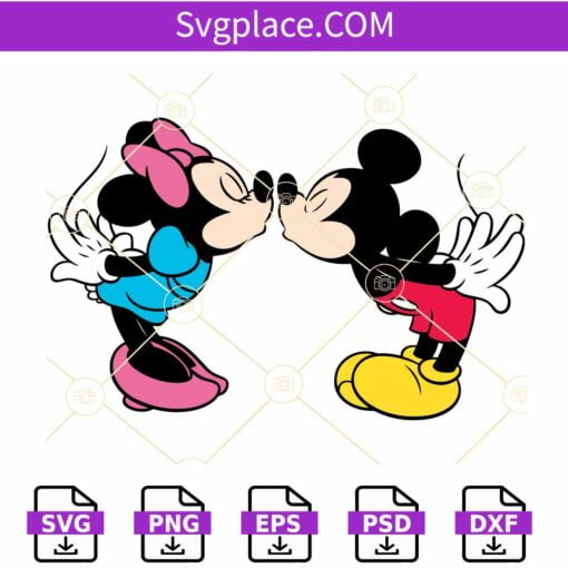 Mickey and Minnie Kissing SVG, Disney Valentine svg, Disney Couple svg