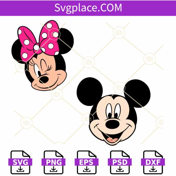 Mickey and Minnie face SVG, Minnie Mouse SVG, Mickey Mouse SVG, Disney SVG