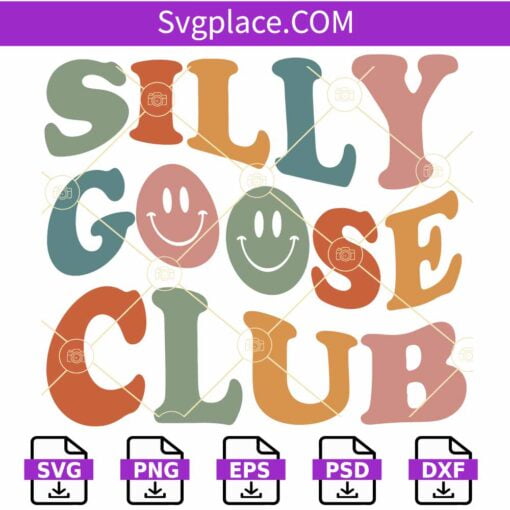 Silly Goose Club SVG, Retro Wavy Letters SVG, Retro Smiley faces SVG