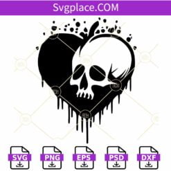 Skull in heart svg, Skull Heart Drip SVG, Skull Heart SVG, Skulls Love SVG