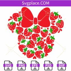Strawberry Mouse Head SVG, Disney Valentine’s Day Svg, Strawberry Mouse Head SVG