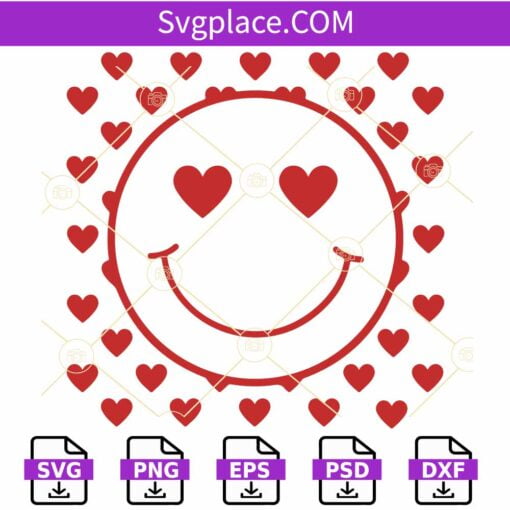 Valentine retro Smiley Face SVG, Retro Valentines Day Svg, Groovy Valentines Svg