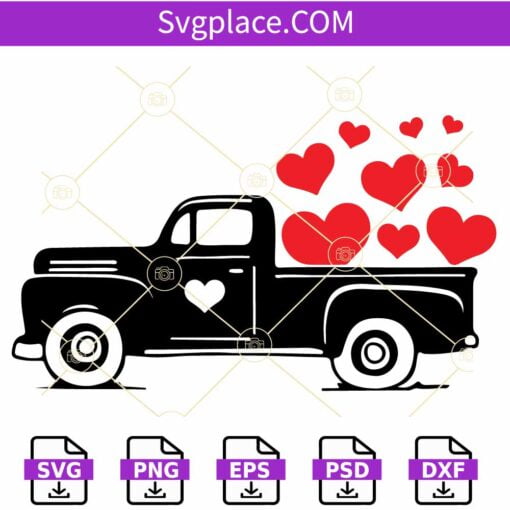 Valentine truck SVG free, Valentines Clipart SVG, Valentine’s Day Hearts SVG