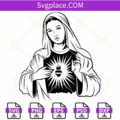 Virgin Mary SVG, Virgin Mary Silhouette SVG, Our Lady Svg, Mother Mary Svg