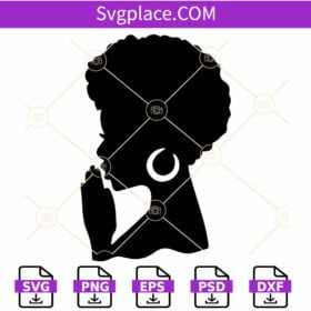 Afro Black Woman Praying SVG, Afro SVG, Afro Woman Svg, Afro Silhouette Svg