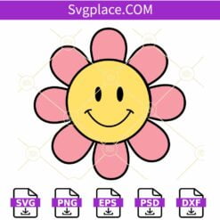 Daisy smiley face SVG, Flower Smiley Face SVG Files, Flower Face SVG